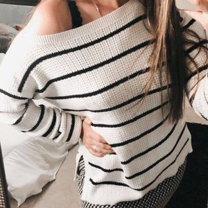Ralph Lauren White & Black Striped Knit Sweater